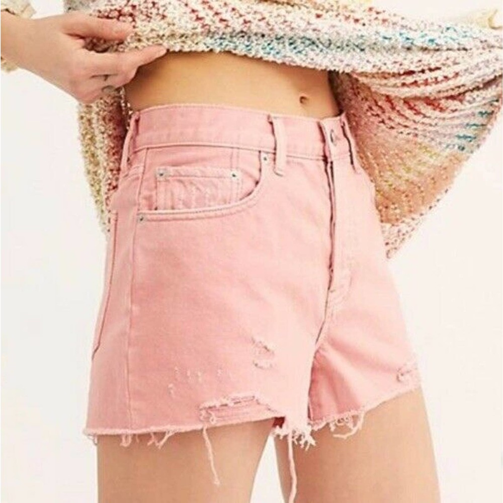 Free People Sofia Denim Cut Off Frayed Shorts